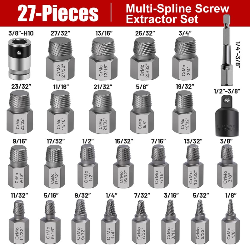 27Pcs Upgrade Screw Extractor Set, Bolt Extractor Kit, Easy Out