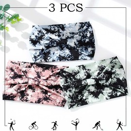 Aceorna Boho Headbands Wide Knotted Hairbands Stretch Printed Head Bands Bohemia Head Wraps for Women and Girls 3 Pcs (Set K)