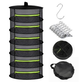 Spetsbst Herb Drying Net, 6-Layer Herb Dryer Hanging with Hooks and 4 Stainless Steel Clips, Herb Drying Net, Herb Net for Drying, Herb Dryer Net for Plant, Meat, Flowers