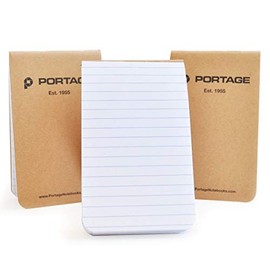 Portage Small Field Notebook - Kraft Notepad for Field Notes, Lined Paper, Top-Bound Field Journal, Pocket Sized Portable Note Planner For Taking Notes, Top Bound, Durable & Flexible, Lies Completely Flat in Pocket – 2.8 x 4.6 Inches, 64 Pages, (Pack of 