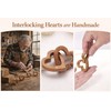 MIXJOY Olive Wooden Interlocking Hearts Decor - Romantic Natural Solid