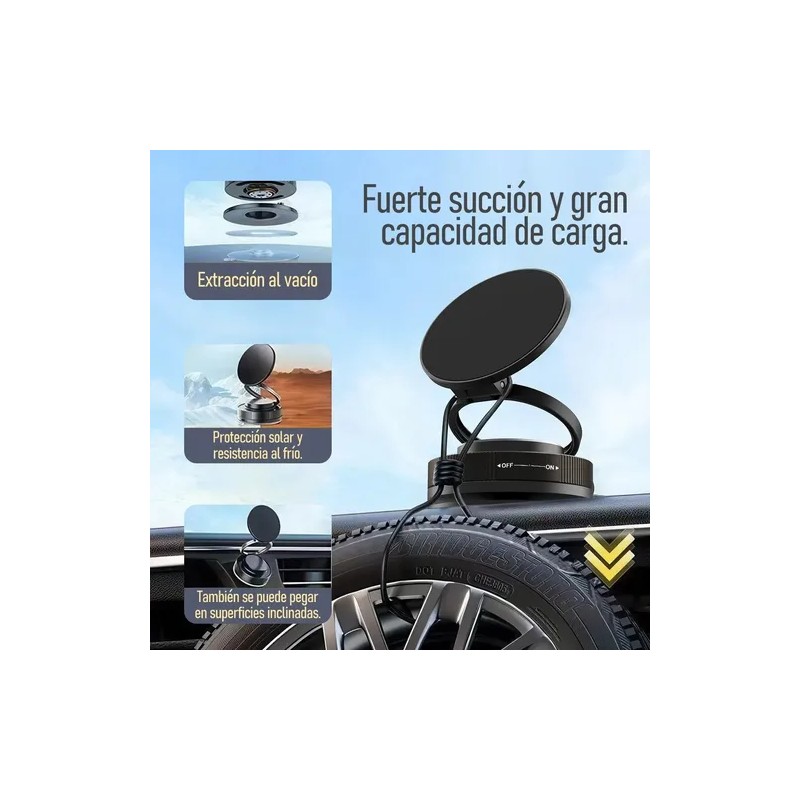 Soporte Para Celular Magnético Con Ventosa, Gira 360 Grados