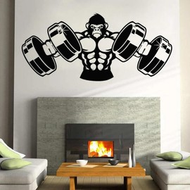 YLLMNOBM Gorilla Muscle Gym Training Wall Sticker Gym Wall Room Decoration Weights Sport Vinyl Decal Art Wallpaper