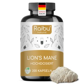 Lions Mane (Hericium Erinaceus) - 1950mg Hericium Extract Daily Dose - 30:1 Extract (58,500mg Lion Mane Mushroom) - With 30% Polysaccharides & 5% Beta Glucan - Vegan and Laboratory Tested - Raibu