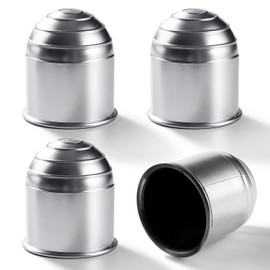 VooGenzek Pack of 4 Universal Towing Hitch Cover, 50 mm Towing Hitch Protective Cap, Plastic Trailer Hitch Cover, Ball Head Cover, Silver