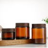 2 Packs 150ml 5oz Amber Glass Jars with Black Wood