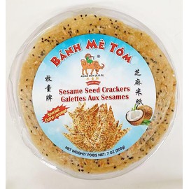 Banh Me Tom Sesame Seed Crackers, Extra Coconut,With Dried Shrimp,7 oz, 3 Packs