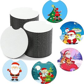 100 pcs Sublimation Coasters Blanks,5mm Absorbent Neoprene Fabric Coasters Car Cup Coaster Drink Cup Holder Coasters with A Finger Notch Heat Transfer Cup Coasters for Kitchen, Living Room, Office