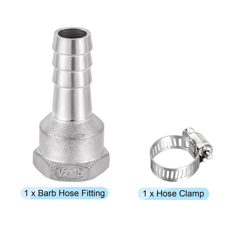 sourcing map 304 Stainless Steel Barb Hose Fitting Connector Adapter
