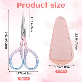 2 Pcs Eyebrow Scissors for Women Professional Grooming Mini Scissors with Stainless Steel Straight Tip 3.6 Inch Pink Small Scissor Personal Care Beauty Tool for Facial Hair Beard Moustache Trimming