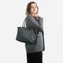 Waterproof Nylon Tote bag for Women Lightweight Designer Handbag with Zipper Stylish and Durable Purse, Grey, Medium
