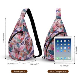 HUA ANGEL Chest Bag Crossbody Bag Women's Stylish Wide Strap Lightweight Backpack Women's Waterproof Small Shoulder Bag for Boys Girls Outdoor Travel Sporty Work Running, Tote Leaves