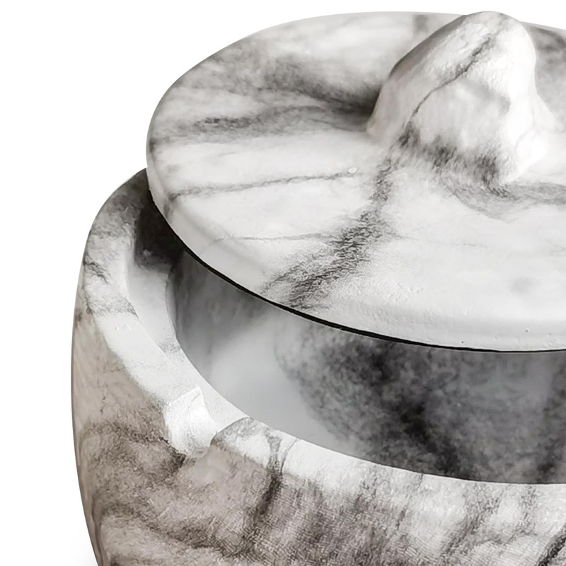 TOSSOW Tabletop Ashtray with Lid Large Capacity, Scandinavian Marble Ashtray,