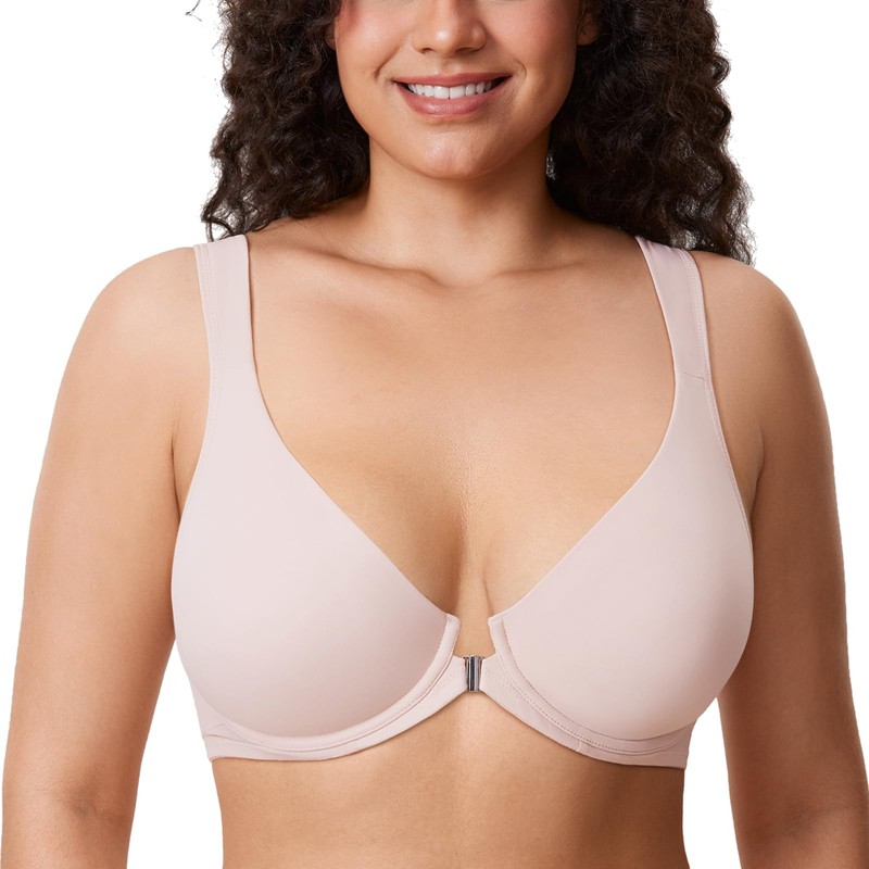Delimira Women's Front Fastening Bras Posture Plus Size Underwire Unlined