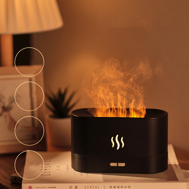 Flame Aroma Humidifier Ultrasound Colorful LED Ambient Lighting 180ml Portable