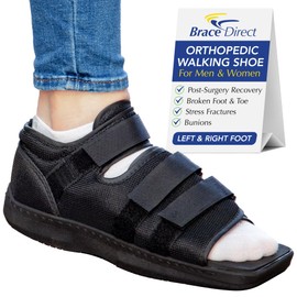 Brace Direct Post-Op Shoe - Adjustable Orthopedic Walking Shoe for Broken Foot & Toe, Stress Fractures, Bunions, Post-Surgery Recovery, Left or Right Foot, Women M (US Shoe Size 7.5-8.5/24.5 cm)