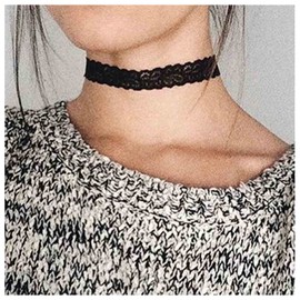 Inilbran Boho Lace Choker Necklace Black Lace Necklace Choker Gothic Stretch Lace Collar Necklace Vintage Lace Clavicle Necklace Jewelry for Women and Girls