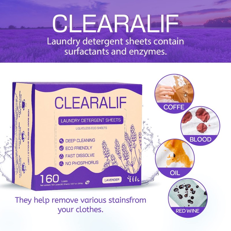 CLEARALIF Laundry Detergent Sheets 80 Sheets (Up to 160 Loads),