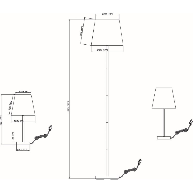 Litex Industries: Traditional Table 3 Piece Floor and Table Lamp