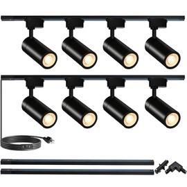 Yuemegou Black Super-Bright H Type LED Track Lighting,4000K Natural White Adjustable Angled Track Light,8 Heads 25W 2700lm Brightness Lighting System with 9.8ft (4.92 * 2) Track Rail
