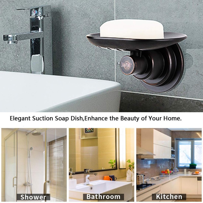 JiePai Suction Soap Dish Oil Rubbed Bronze,Super Powerful Vacuum Suction