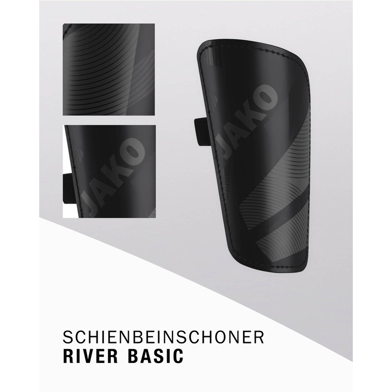 JAKO Unisex River Basic Shin Pads, Black, L
