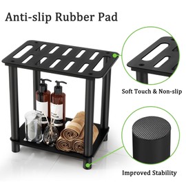 XEENEW Shower Stool for Inside Shower, Shower Bench Stool with Storage Shelf, Stainless Steel Shower Stool for Shaving Legs, Waterproof Shower Foot Rest, Bathroom Shower Bench Seat Shower Chair