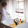 Premium Expandable Bamboo Bathtub Tray Caddy - Fits Most Bath