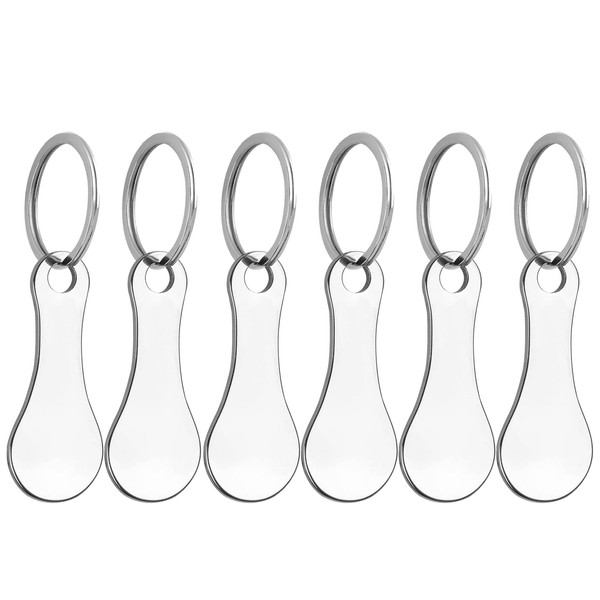 Pack of 6 Key Chains, Shopping Trolley Token, Stainless Steel