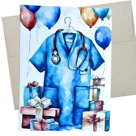 Whitman and Daughter Doctor Appreciation Card, Nurse Graduation Card (1 Premium Folded Card, Blank Inside, 5X7 Inch) medical school graduation, thank you note, nurses birthday - 848