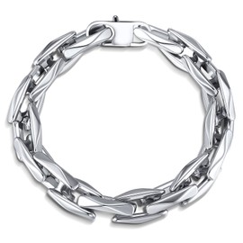 Link Chain Bracelet for Men : 11mm Silver Men's Paperclip Bracelets,Waterproof Stainless Steel Chunky Link Handchain,Stacking Layer Hip Hop Jewelry,Unique Gift for Boyfriend,Husband,Son,Friend,9.25in