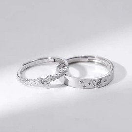 MIKAMU Couples Ring, Couples Ring, Women's Ring, Popular, CZ Diamond, 925 Silver, Sterling Silver, One Size Fits Most, Wedding Band, Engagement Ring, Friends, Lovers, Gift, Jewelry, Includes Exclusive