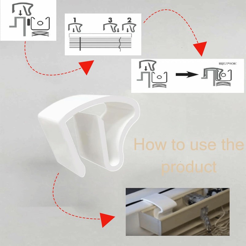 Pack of 8 clamp supports for blinds, universal plastic clamp