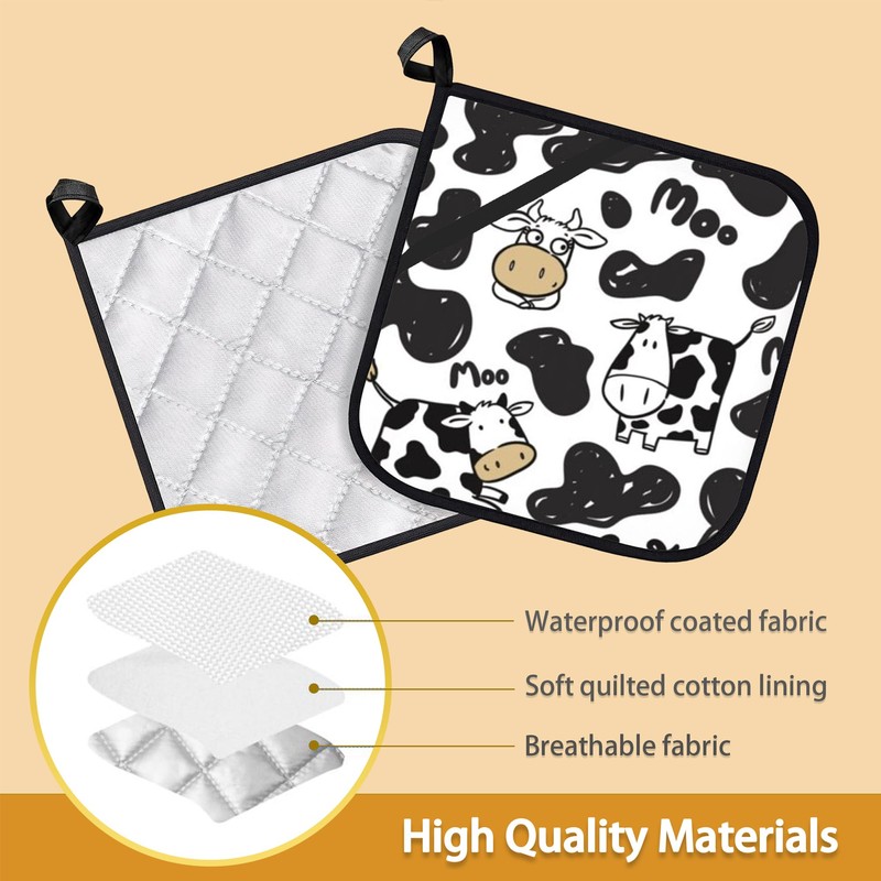 Cow Skin Pot Holder Set of 2,Heat Resistant Potholders Oven