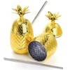 4 Pack Pineapples Drink Cups, 450Ml Gold Pineapples Tumbler with