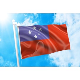 DMSE Western Samoa Samoan Flag 3X5 Ft Foot 100% Polyester 100D Flag UV Resistant (3' X 5' Ft Foot)