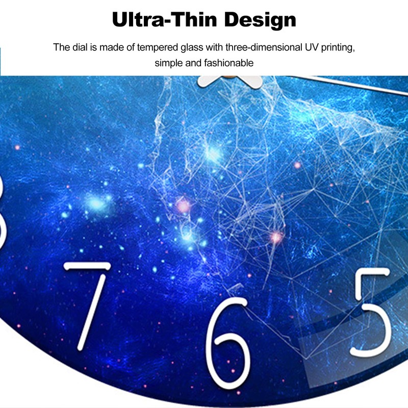 Ergocar Glass Wall Clock Silent Scanning Mechanical Round Glass Wall