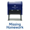 MISSING HOMEWORK Teacher Self Inking Rubber Stamp (Blue Ink) -
