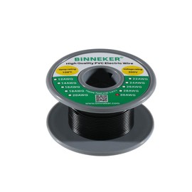 BINNEKER 30 Gauge PVC 1007 Solid Electric Wire Black 100 ft 30 AWG 1007 Hook Up Wire 30 Gauge Solid Wire 300V Solid Tinned Copper Wire