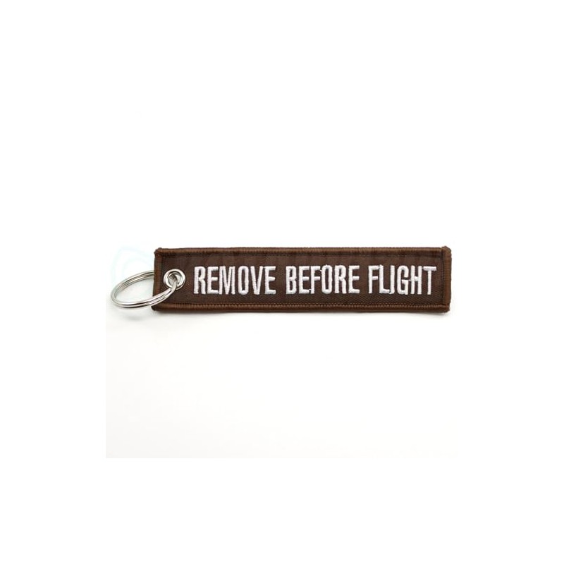 Remove Before Flight Keychain - Brown/White by Rotary13B1