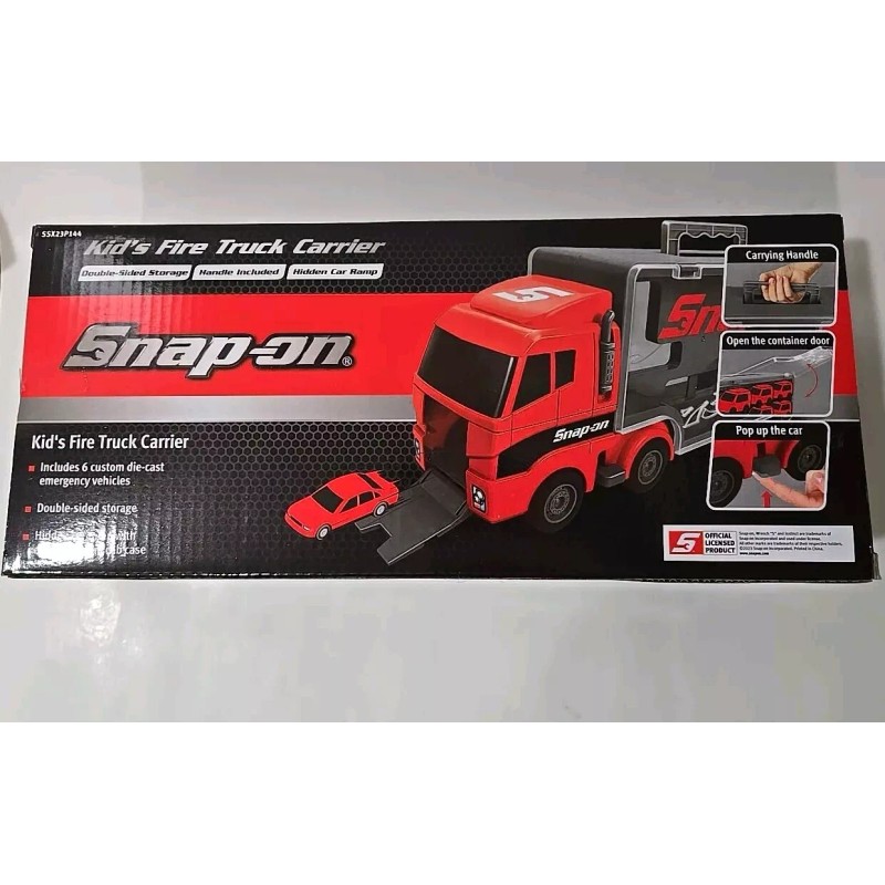 Snap On Tools Kids Fire Truck Carrier Toy Double Sided