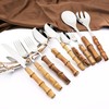 Snplowum 8pcs Natural Bamboo Salad Fork Set, Dessert Fork For