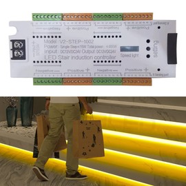 Yearninglife LED Motion Sensor, LED Motion Sensor Light Strip Stairs 32 Channel Dimming Light Indoor Motion Night Light DC 12 V / 24 V Flexible LED Stair Light Controller Step System