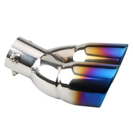 Riloer Stainless Steel Straight Curved Car Dual Exhaust Tailpipe for Any Car Exhaust Pipe with Diameter 35-55mm/1.38-2.17inch