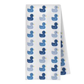 GCFET Colorful Duck Hand Towels - Kids Waffle Hand Towels for Bathroom, Duck Bathroom Decor, Rubber Ducks Decorative Kitchen Dish Towels, 16x24 Inch, Blue