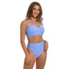 Hobie Women's Standard Bralette Bikini Swimsuit Top, Sea Blue//Check Me