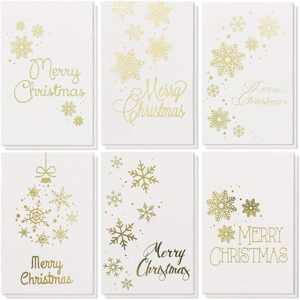 48 Pack Merry Christmas Greetings Cards with Envelopes Set, 6 Festive Designs (4 x 6 In)