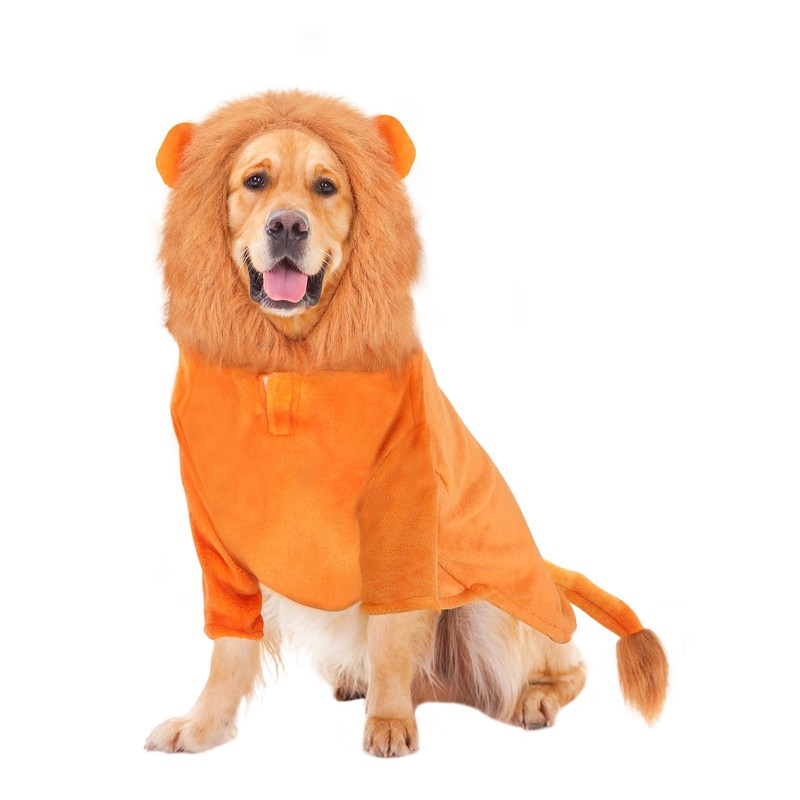 Lion Dog Costume for Halloween Dress-Up – Soft Fleece Hooded