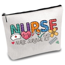 CREATCABIN Make Up Bags for Nurses Cosmetic Bag Canvas Survival Kit Multi-Purpose Bag Zip Bags Toiletry Bag Travel Storage Bag Purse Portable 24 x 20 cm