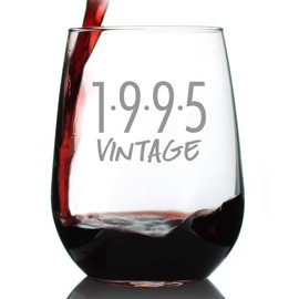 Vintage 1995 Stemless Wine Glass - 30th Birthday Gifts for Women & Men Turning 30 - Bday Party Decor - Large 17 oz
